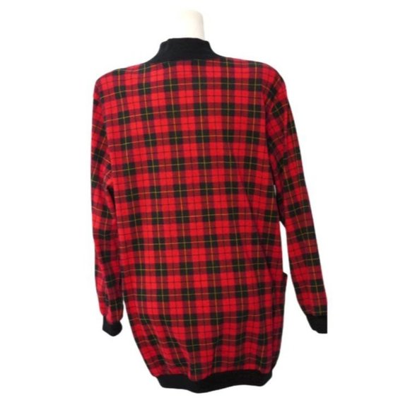 Red Black Plaid, Oversized Cardigan, Lightweight Over Shirt, Womens Size Medium, - Picture 4 of 10